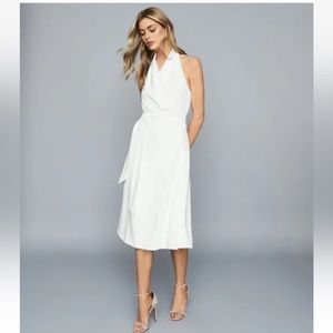 Reiss Piper halterneck Midi dress White US6  NWT